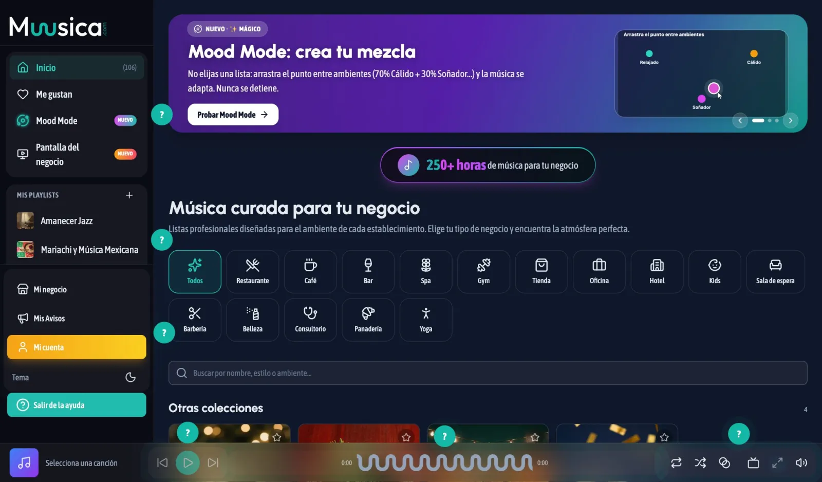 Modo ayuda: cada «?» explica esa zona de la pantalla